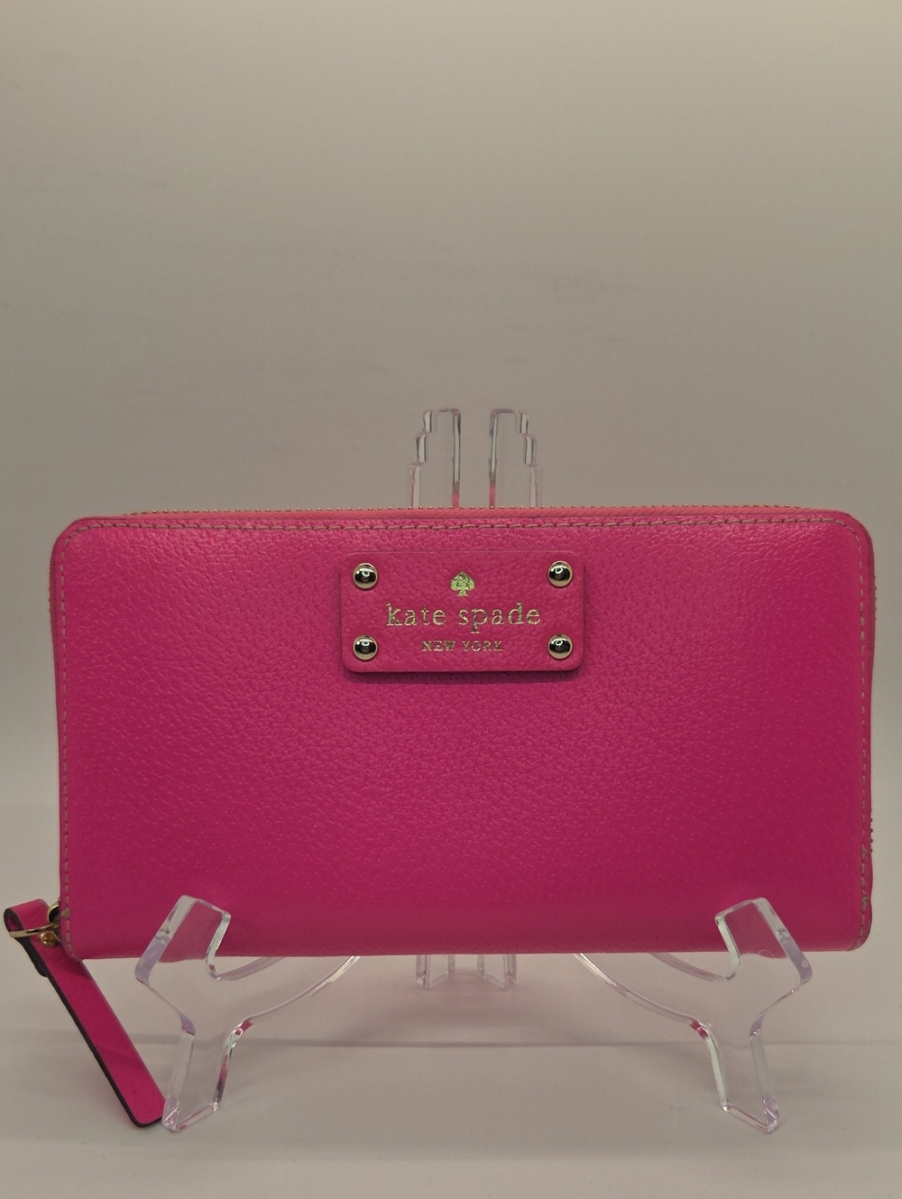 kate spade Hot Pink Zip-Around Continental Leather Wallet